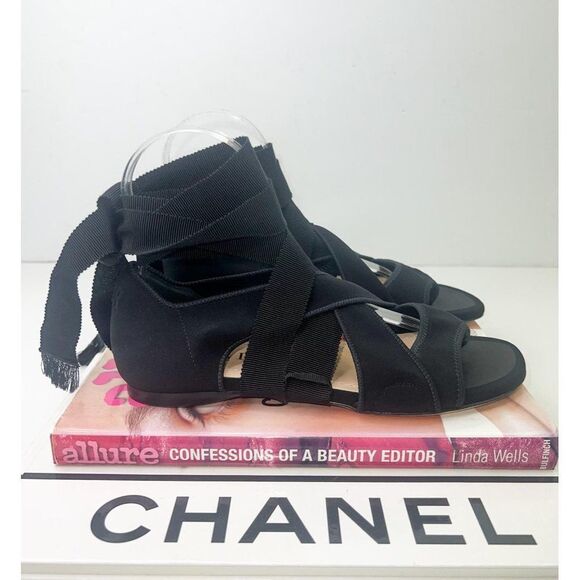 Rare NEW CHRISTIAN DIOR RUNWAY New York Black Strappy Flat Sandals Size … - Picture 7 of 15